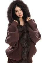 Plush Trim Hooded Button Sweaters