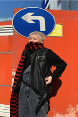 Striped Jacquard Knitted Harajuku Punk Gothic Warm Scarf
