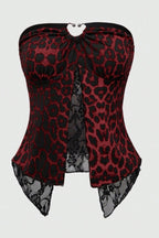 Leopard Lace Hem Tube Top