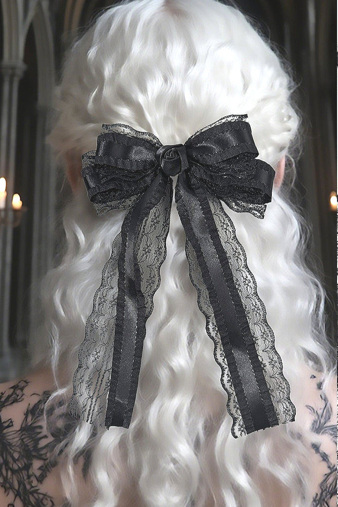 Lace Flower Bow Ribbon Hair Accs Secondary image