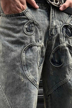 Oval Applique Flare Jeans