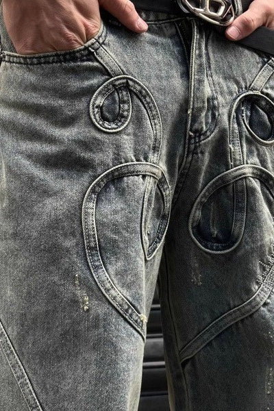 Oval Applique Flare Jeans