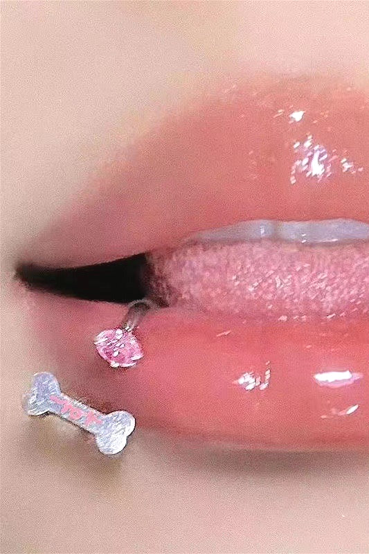 Dog Bone Zircon Lip Stud