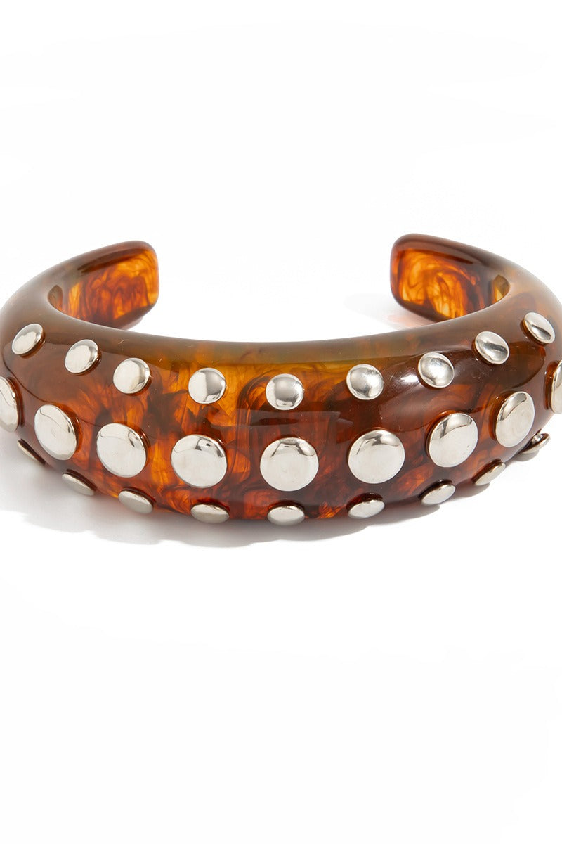 Vintage Tie Dye Studded Resin Open Bracelet