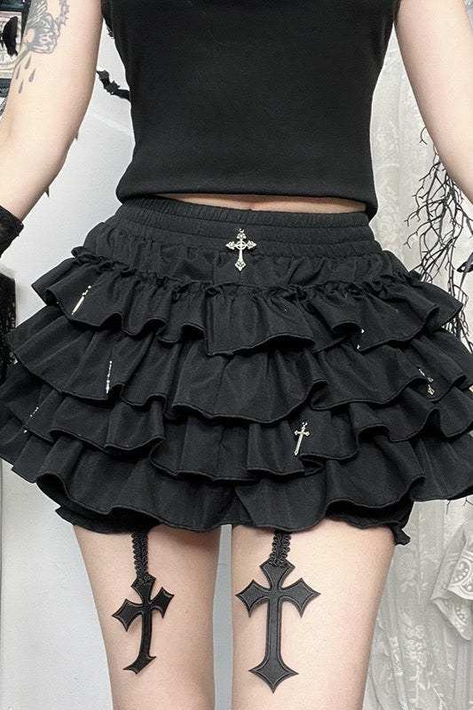 Halloween Punk Gothic Ruffled Skirt with Ballerina Skirt Main image