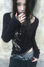 Tattoo Print Irregular Gothic Knit Top