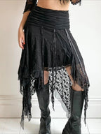 Patchwork Asymmetrical Lace Skirt