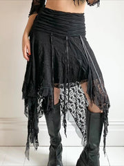 Patchwork Asymmetrical Lace Skirt