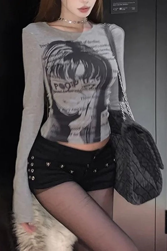 Grunge Print Cotton Knit Top Secondary image