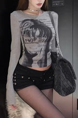 Grunge Print Cotton Knit Top