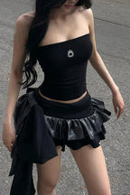 Patchwork Patent Leather Mini Skirt