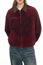 Printed Suede-Look Panel Jacket