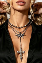 Layered Cross Pendant Chain Necklaces