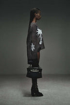 Graphic Distressed Oversized Knit Sweater