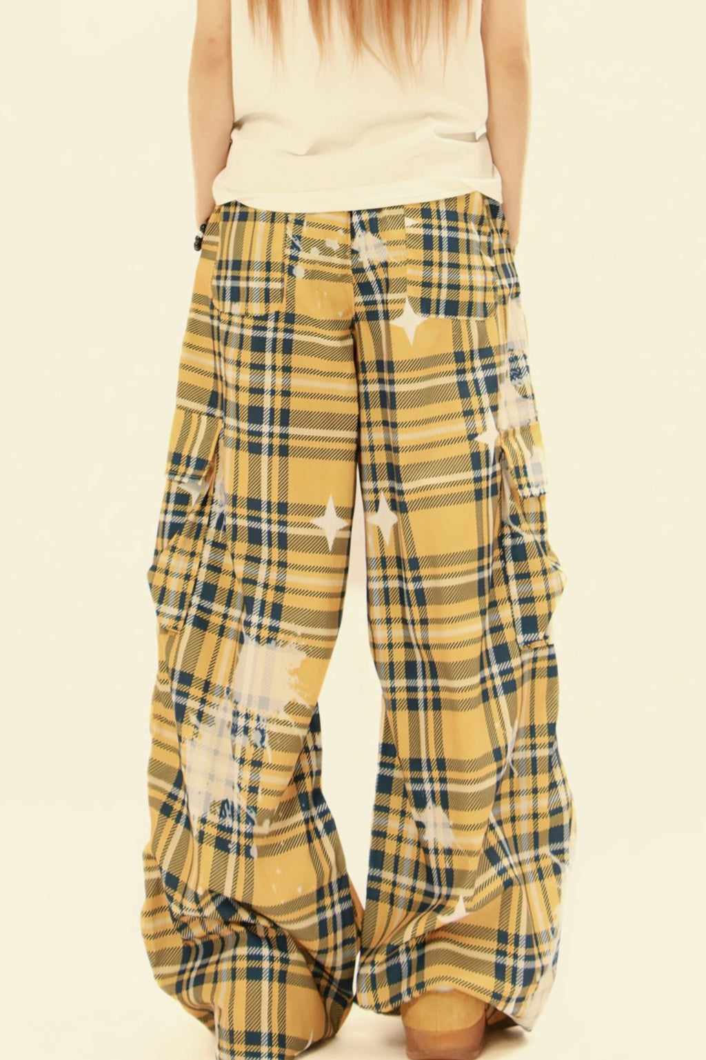 Star Print Plaid Cargo Pants