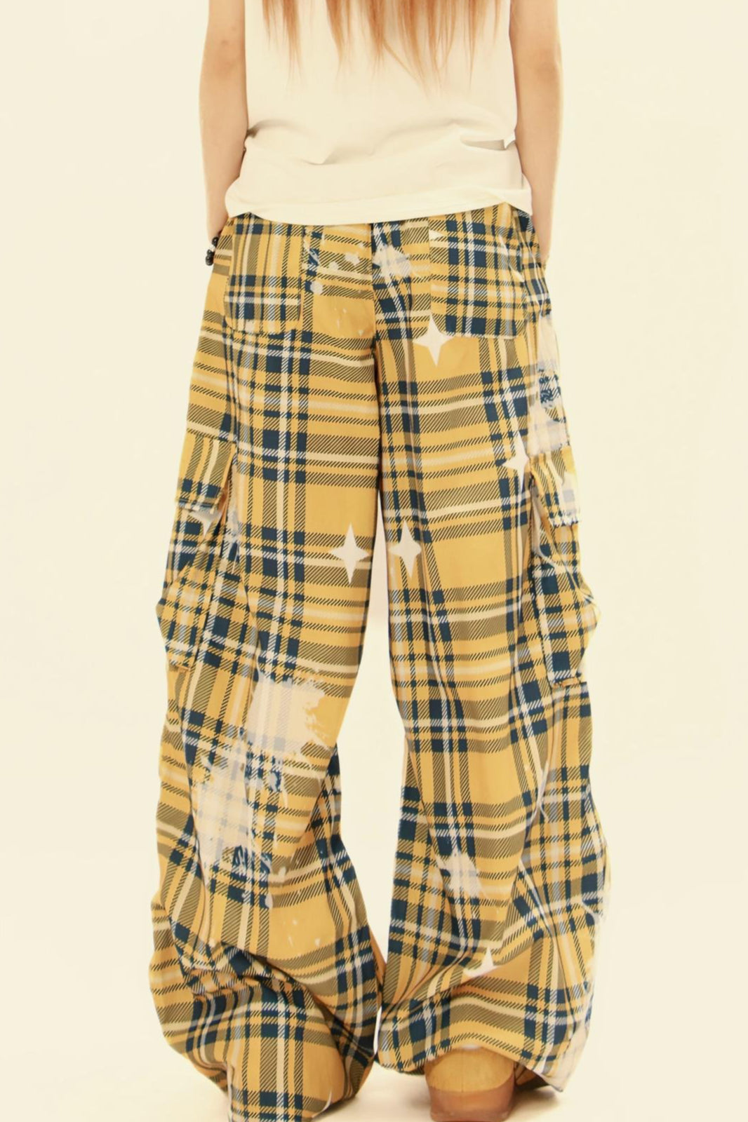 Star Print Plaid Cargo Pants