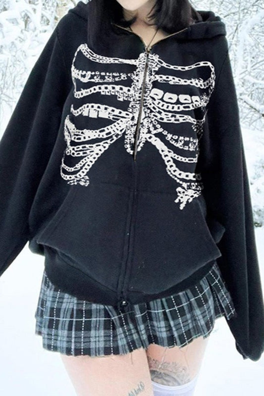 Street Style Chain Skeleton Hoodie Secondary image