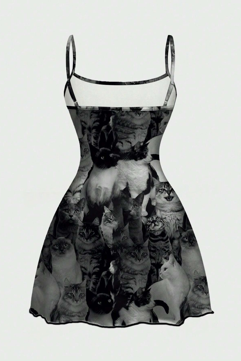 Graphic Print Strappy Flared Mini Dress