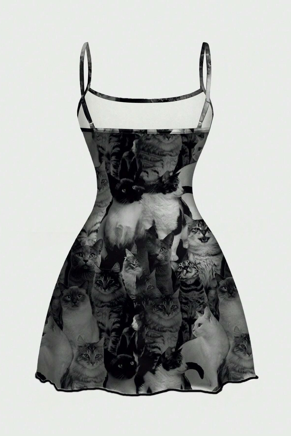 Graphic Print Strappy Flared Mini Dress