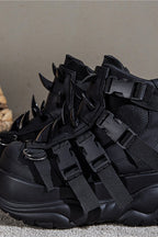 Spiked Strap Platform Combat Boots