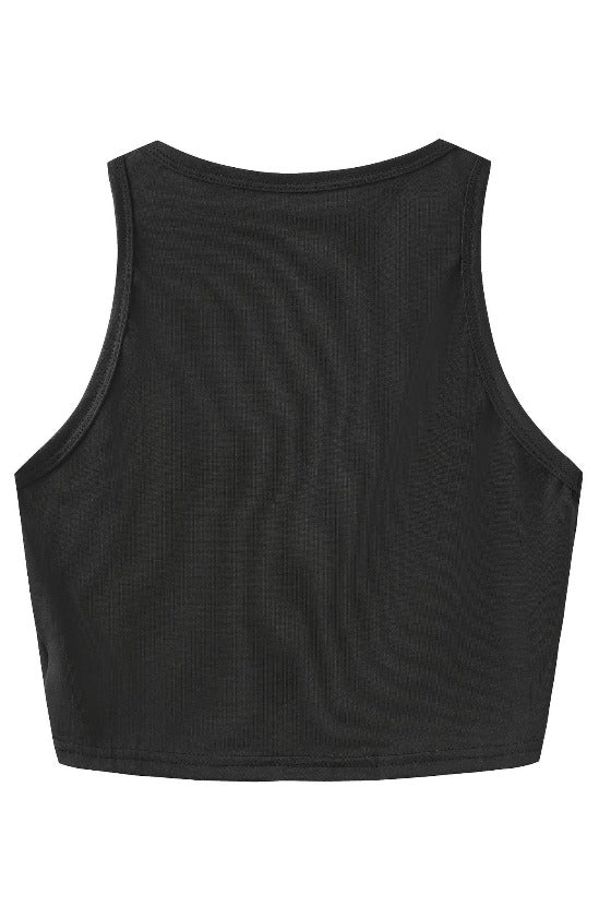 Wolf Graphic Cropped Racer Tank Top