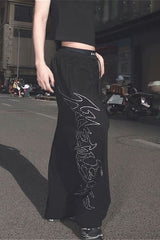 Street Rhinestone Gothic Letter Loose Pants