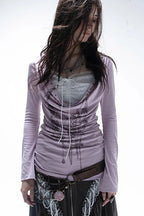 Tattoo Print Fake Two-piece Gothic Knit Top