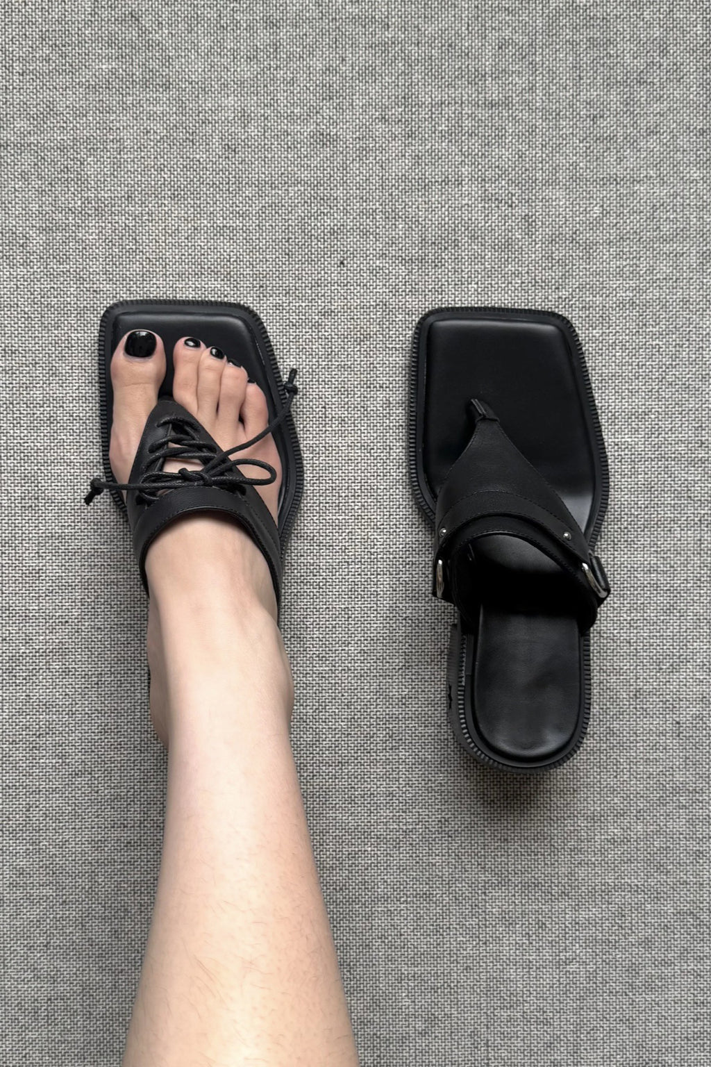 Lace-Up Square-Toe Kitten-Heel Mules