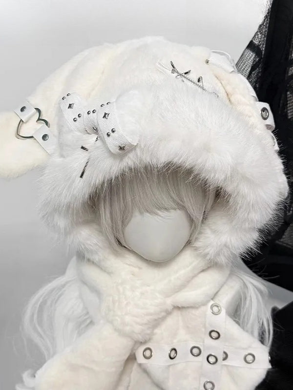 Gothic Lolita Bunny Ear Steampunk Furry Bone Winter Warm Hat Secondary image