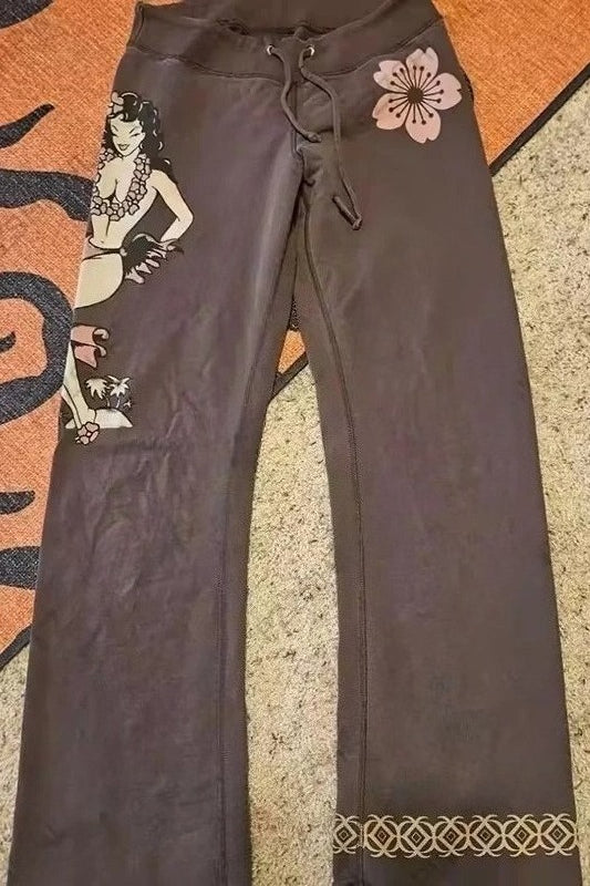 Retro Harajuku Cherry Blossom Track Pants Main image