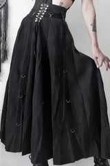 Punk Grunge Metal Buckle Bandage Skirt