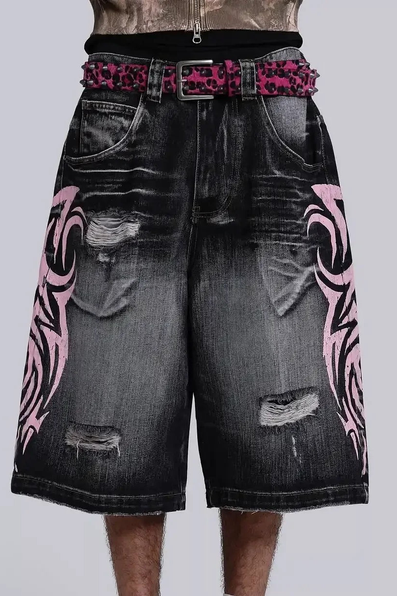 Harajuku Punk Loose Denim Shorts Main image