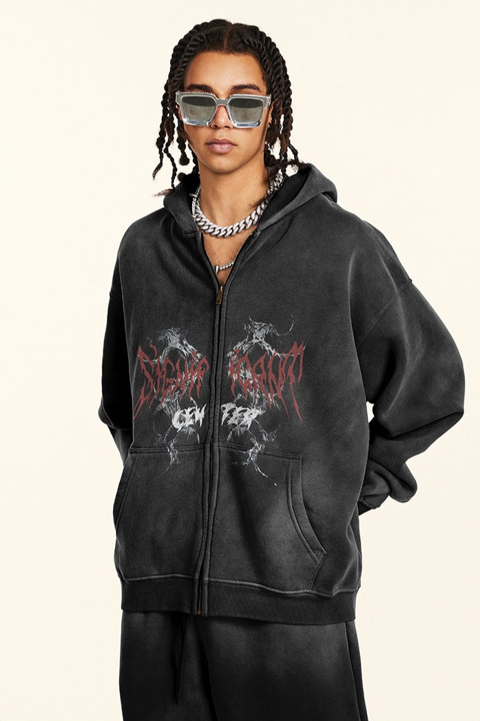 Gothic Oversized Zip-Up Hoodie Main image