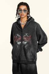 Gothic Oversized Zip-Up Hoodie