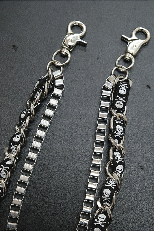 Skull Pendant Fabric Patchwork Waist Chain