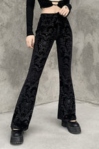 Floral Jacquard Velvet Flare Pants