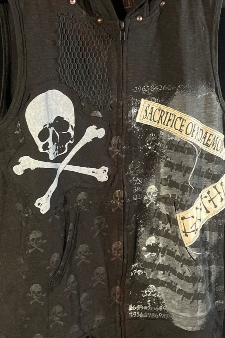 Skull Print Hooded Tank Top