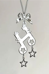 Y2K Bow & Musical Note Pendant Necklace