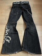 Alt-Goth Y2K Embroidered Wide Flare Pants