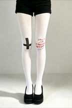 Cross Letter Graphic Full Length Socks