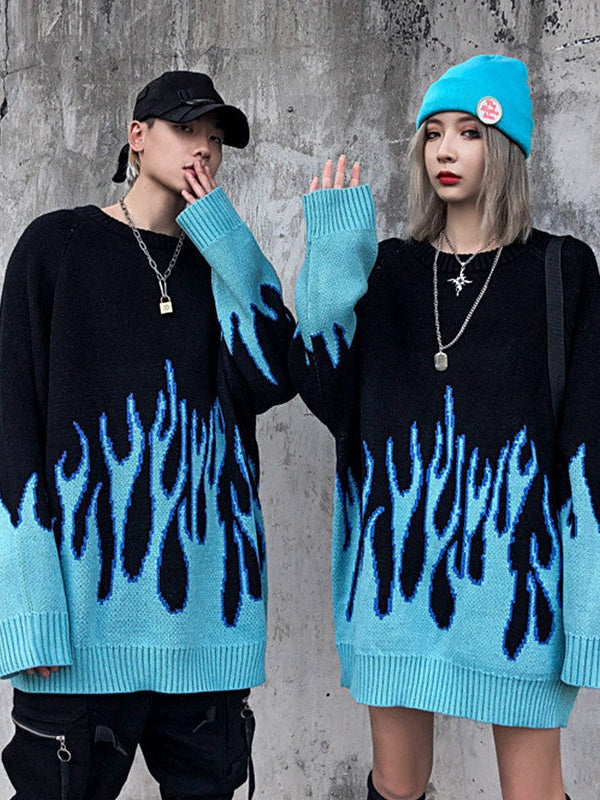 Hip-Hop Oversized Crewneck Knit Sweater Secondary image