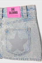 Y2K Star Print Rhinestone Shorts