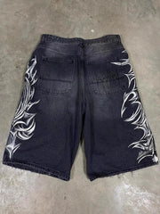 Vintage Gothic Graphic Denim Shorts