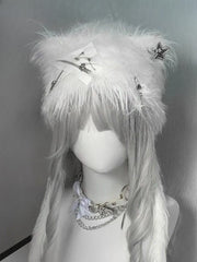 Fluffy Bear Ear Gothic Lolita Y2K Winter Warm Hat