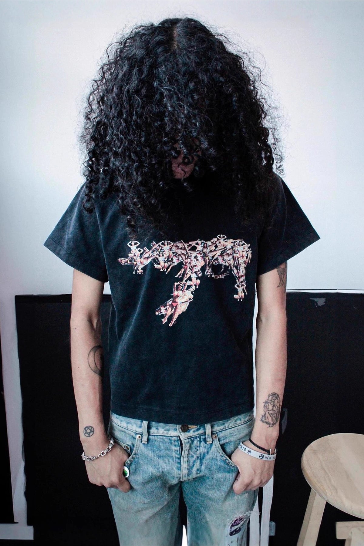 Floral Rifle Graphic Cropped T Shirt Main image