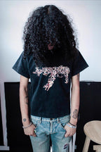 Floral Rifle Graphic Cropped T Shirt