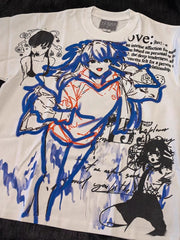 Edgy Anime Print Cotton Crew T-shirt