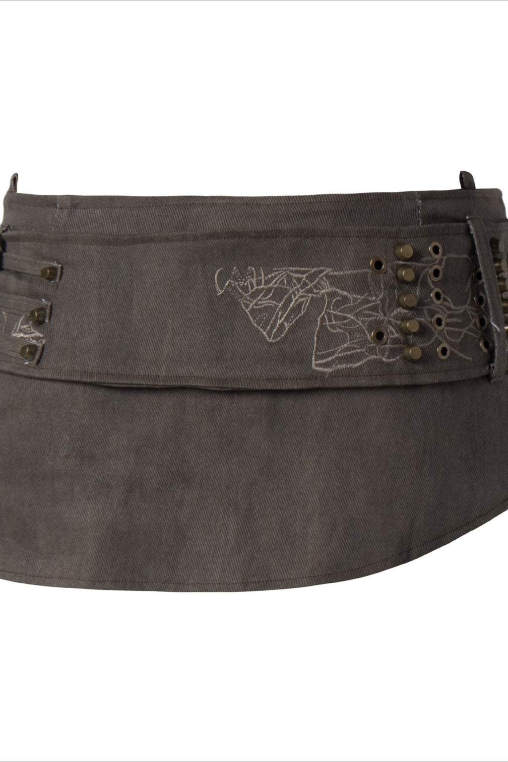 Washed Denim Studded Pleated Skort