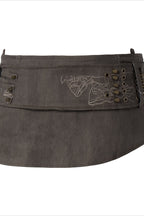 Washed Denim Studded Pleated Skort