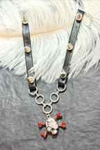 Punk Black Leather Skull Rivet Choker Necklace